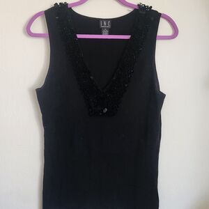 INC International Concepts Women's Black V-Neck Tank Top